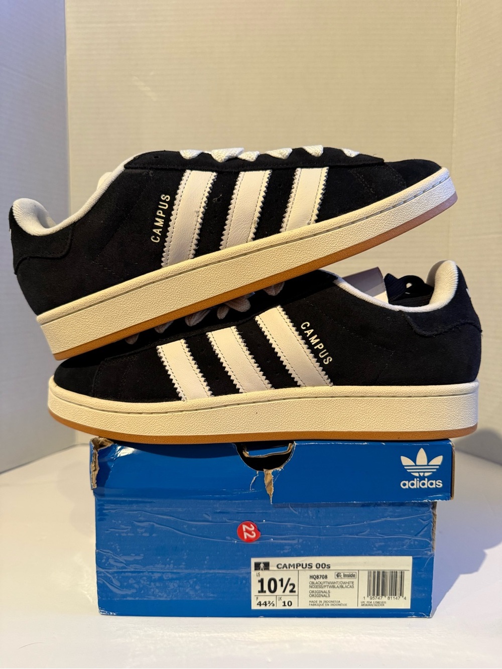 adidas Black and White Campus Suede Low-Top Sneakers